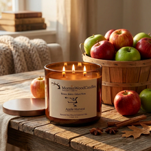 Load image into Gallery viewer, Apple Harvest-Soy 3-Wick Blown Glass Collection
