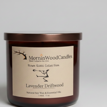 Load image into Gallery viewer, Lavender Driftwood-Soy 3-Wick Blown Glass Collection
