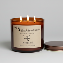 Load image into Gallery viewer, Wood Stock-Soy 3-Wick Blown Glass Collection
