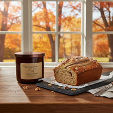 Load image into Gallery viewer, Banana Nut Bread 3 Wick Blown Glass Collection
