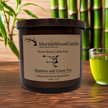 Load image into Gallery viewer, Bamboo &amp; Green Tea-3 Wick Blown Glass Collection
