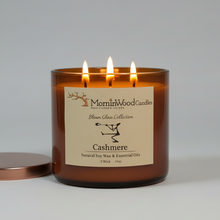 Load image into Gallery viewer, Cashmere-Soy 3-Wick Blown Glass Collection
