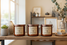 Load image into Gallery viewer, Bourbon Pumpkin Cake-Soy 3-Wick Blown Glass Collection
