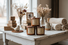 Load image into Gallery viewer, White Driftwood &amp; Coconut-Soy 3-Wick Blown Glass Collection
