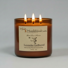 Load image into Gallery viewer, Lavender Driftwood-Soy 3-Wick Blown Glass Collection
