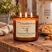 Load image into Gallery viewer, Warm Caramel Sugar Cookie-Soy 3-Wick Blown Glass Collection
